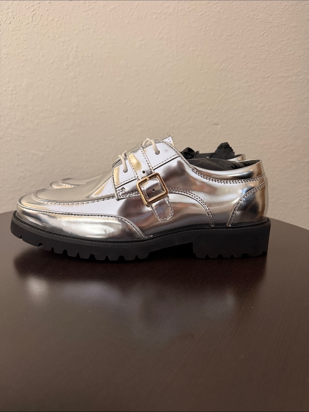 Marc Nolan  Silver Chunky Loafers with Buckle Detail - Picture 2 of 3